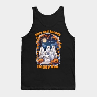 Cute and spoky, doggy BOO! dog halloween outfit Tank Top